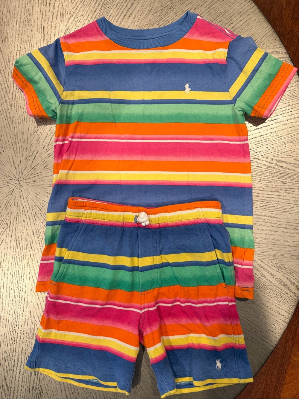 Ralph Lauren Kids Rainbow Stripe Pajama Set - Blue Multi